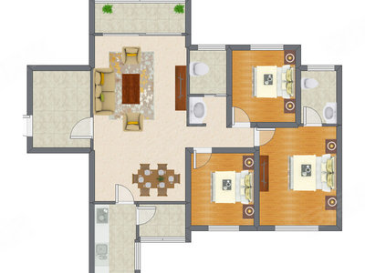 3室2厅 94.36平米