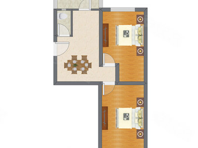 2室1厅 60.71平米