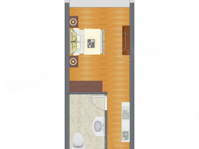 1室1厅 24.68平米户型图