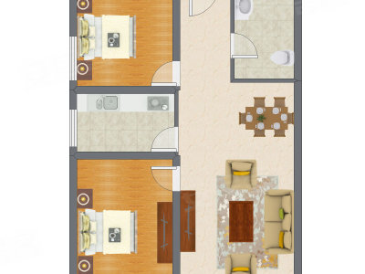 2室2厅 89.41平米户型图