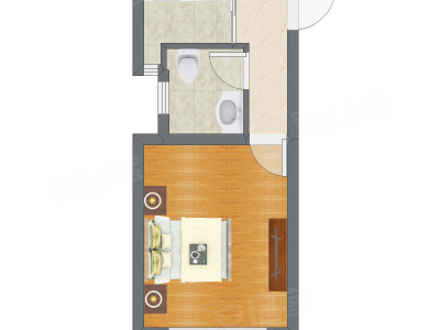 1室1厅 32.50平米户型图