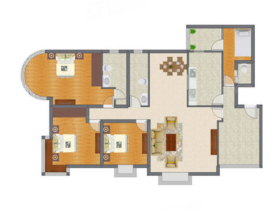 3室2厅 142.39平米户型图