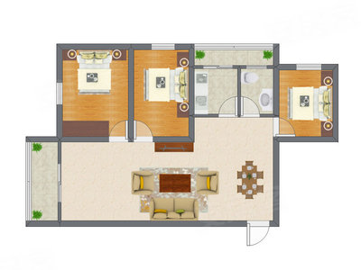 3室1厅 97.00平米户型图