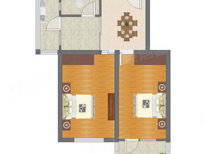 2室1厅 76.39平米