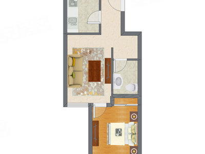 1室1厅 52.45平米户型图