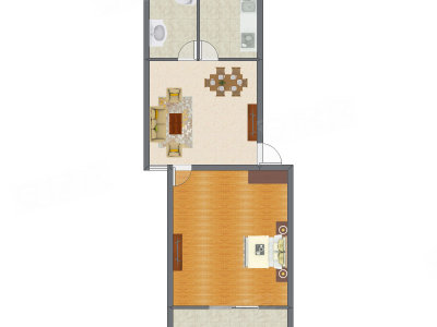 1室1厅 71.35平米户型图