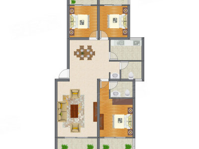 3室2厅 114.36平米户型图