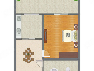 1室1厅 86.00平米户型图