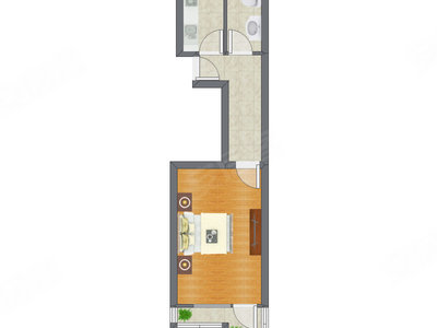 1室0厅 40.87平米户型图