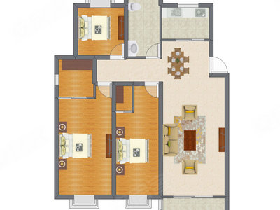 3室1厅 95.50平米