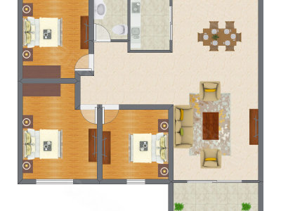 3室1厅 96.69平米