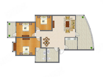 3室2厅 143.87平米户型图