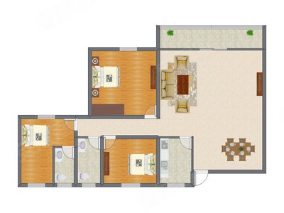 3室2厅 131.00平米