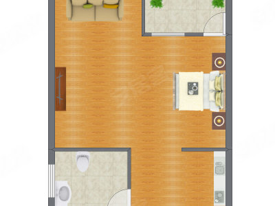 1室1厅 58.60平米