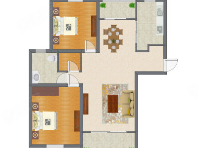 2室2厅 103.00平米户型图