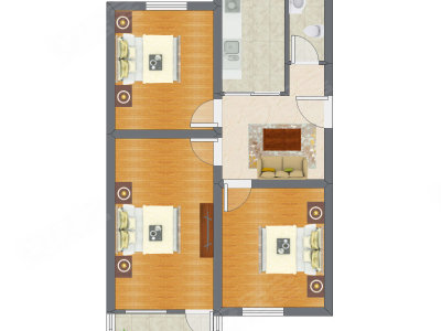 3室1厅 73.00平米户型图