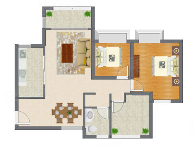 2室2厅 85.00平米户型图