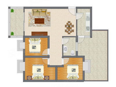 3室2厅 90.85平米