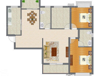 2室2厅 128.44平米