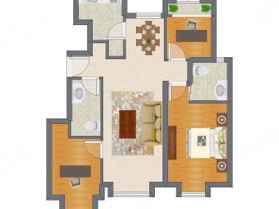 3室2厅 89.69平米