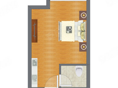 1室0厅 33.49平米户型图