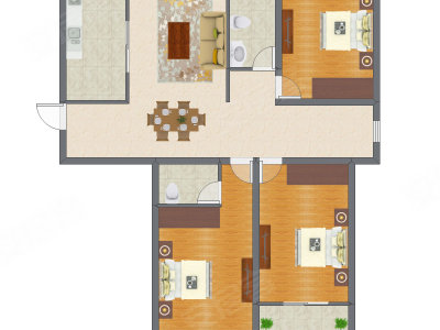 3室2厅 134.78平米