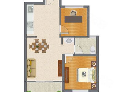 2室2厅 65.00平米户型图