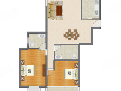 2室2厅 117.41平米户型图
