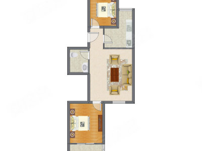 2室1厅 83.20平米户型图