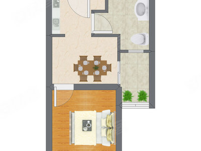 1室1厅 31.00平米户型图