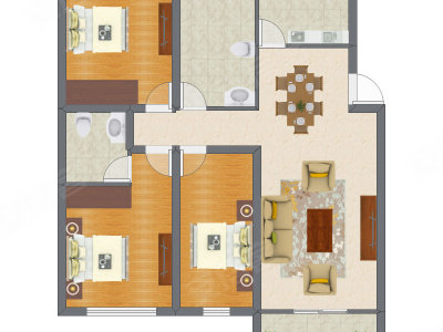 3室1厅 85.41平米