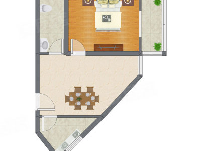1室1厅 60.65平米