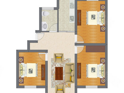 3室1厅 60.27平米