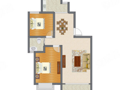 2室2厅 97.60平米户型图