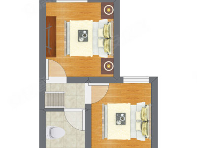 2室2厅 35.00平米户型图