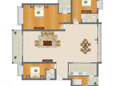 3室2厅 190.46平米户型图