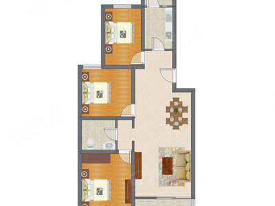 3室1厅 81.75平米户型图