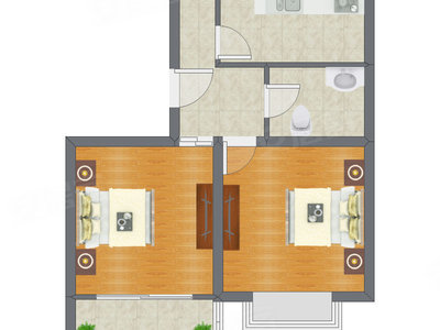 2室0厅 88.65平米户型图