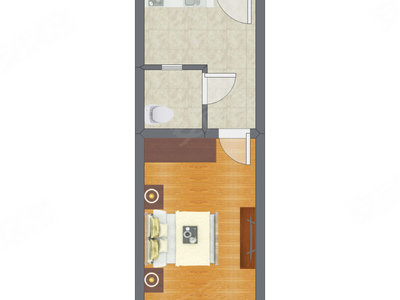 1室0厅 34.84平米户型图