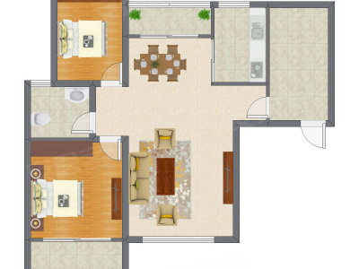 2室2厅 81.16平米