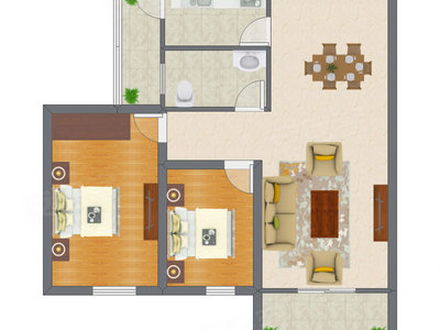 2室2厅 81.57平米户型图