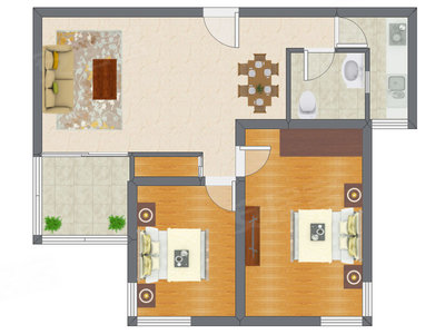 2室2厅 86.72平米户型图