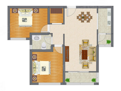 2室2厅 97.79平米户型图
