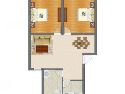 2室2厅 64.70平米