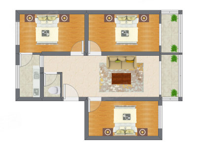 3室1厅 83.70平米