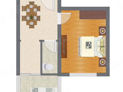 1室1厅 41.82平米户型图