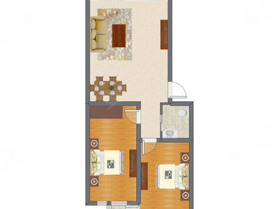 2室2厅 81.83平米户型图