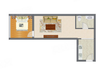 1室1厅 67.54平米户型图