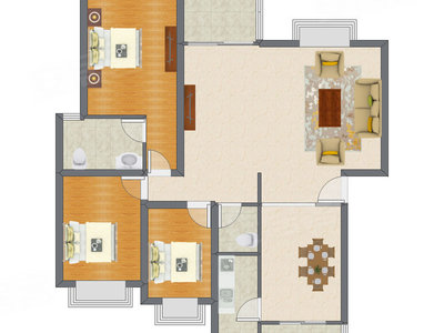 3室2厅 135.61平米户型图