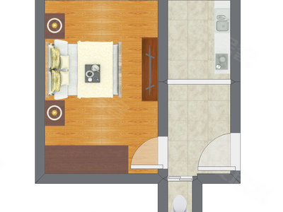 1室0厅 22.24平米户型图
